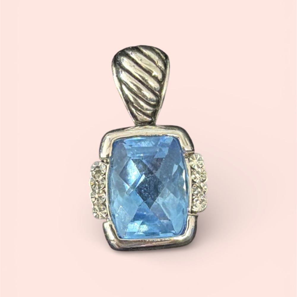 Lagos inspired Elegant Silver and Blue Pendant necklace charm